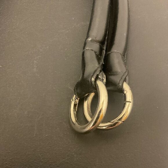 Mechi Bag Purse Replacement Handles 18" Long Silver and Black Ring Claps A - Picture 2 of 5